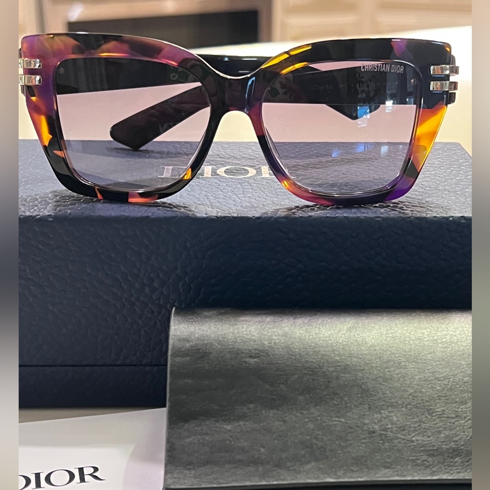 Dior Women’s Purple/Amber Tortoise Havana Square Sunglasses